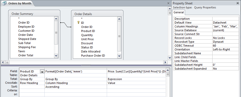 Design View of Access 2010 Cross Tab Report Design View of Access 2010 Cross Tab Report